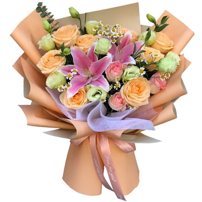 哈尔滨11朵玫瑰桔梗百合，陪你每个季节