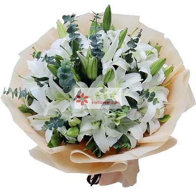 哈尔滨9支白色多头百合，祝福你幸福